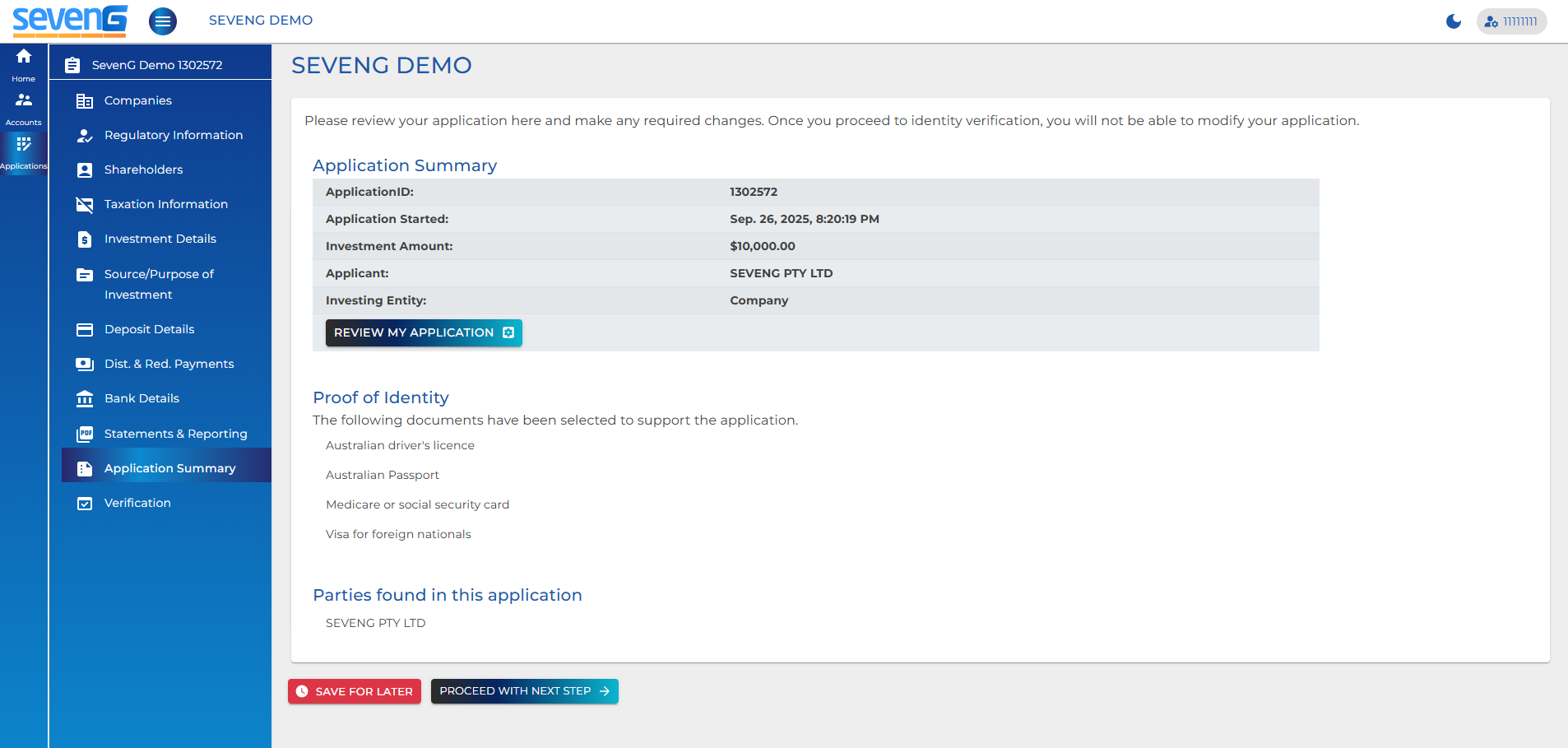Online Application Interface