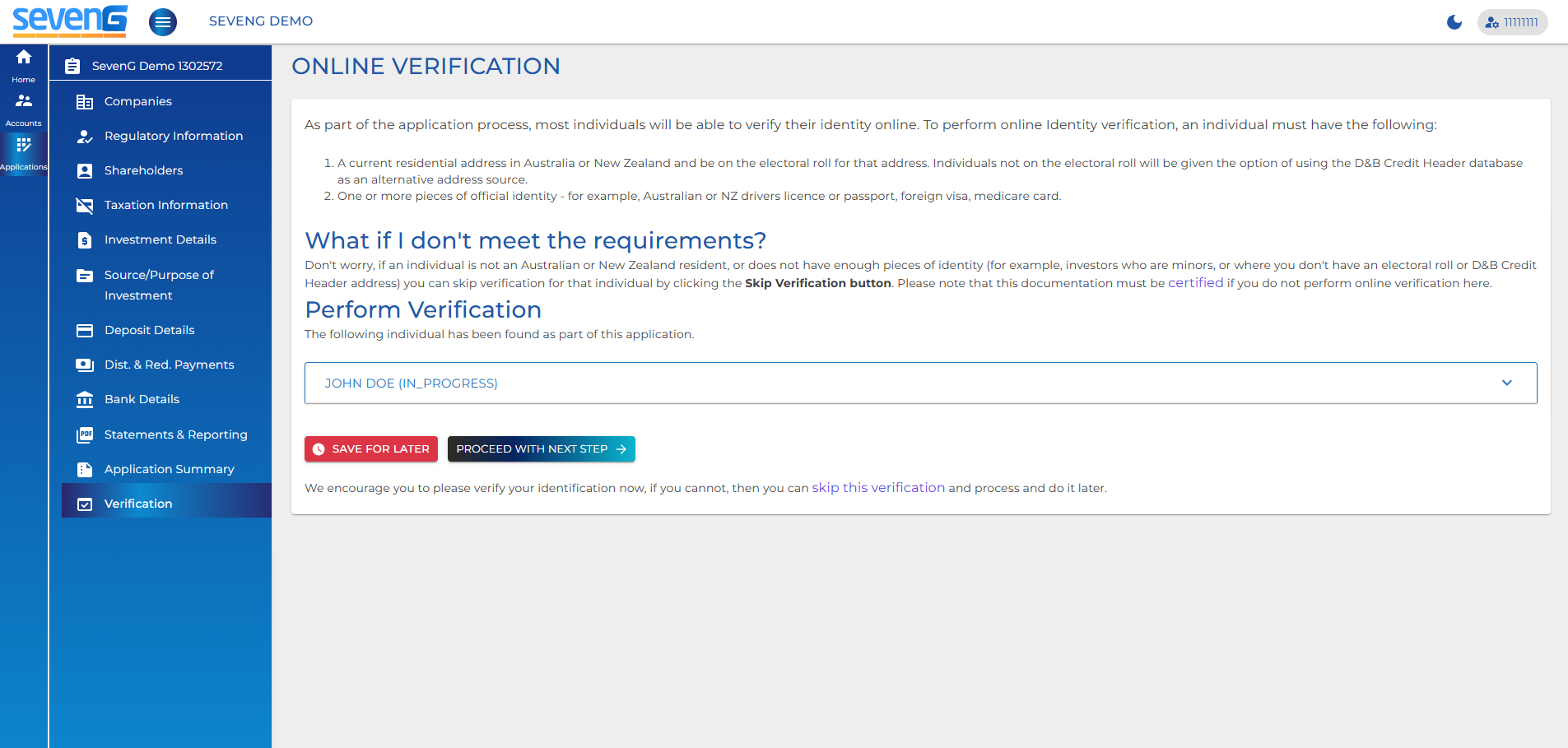 Online Applications Interface